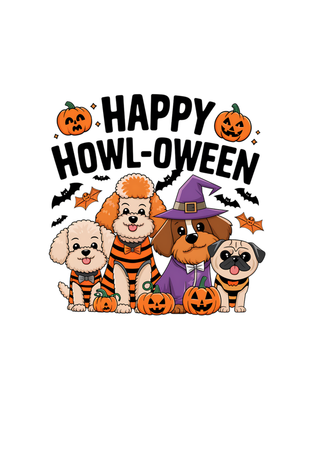 Happy Howl-o-ween cute dog Unisex T-shirt | Unfiltered