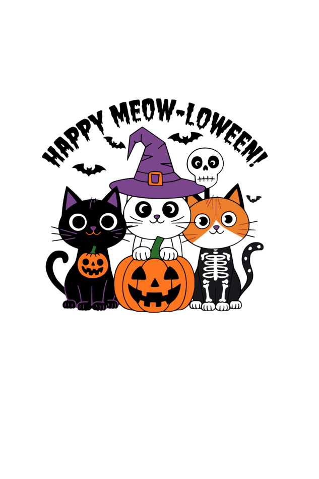 3 cute Cat Happy Meow-o-ween Unisex T-shirt | Unfiltered