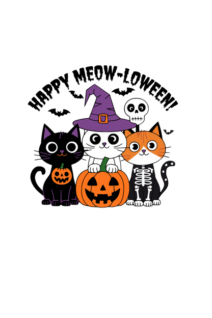 3 cute Cat Happy Meow-o-ween Unisex T-shirt | Unfiltered