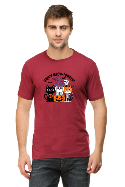 3 cute Cat Happy Meow-o-ween Unisex T-shirt | Unfiltered