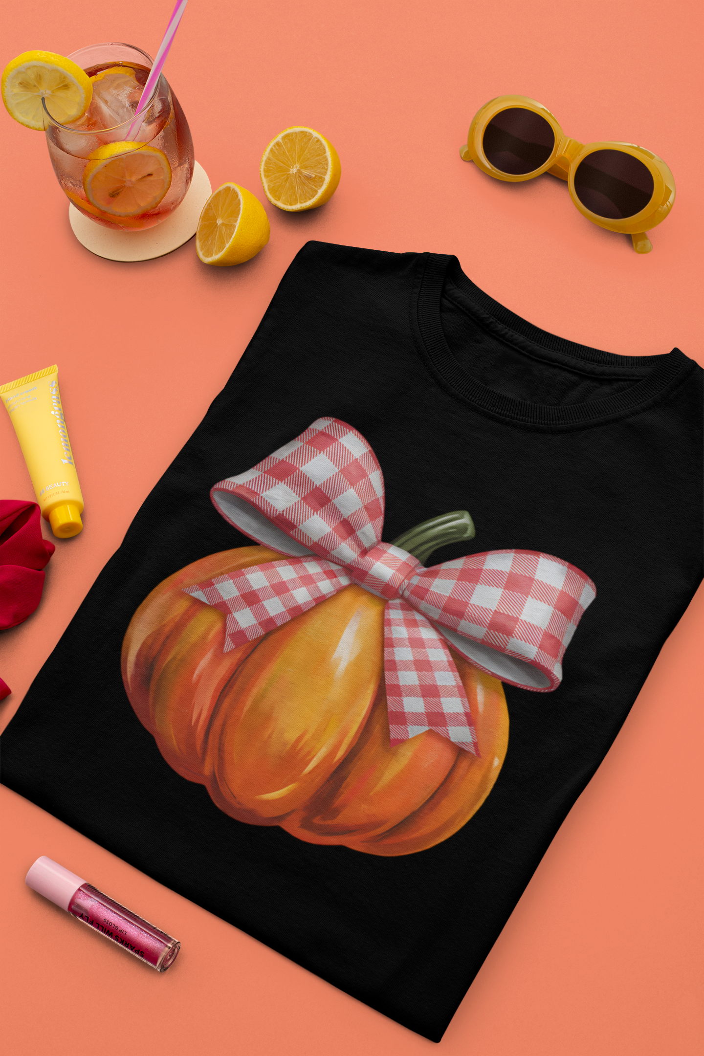 Pumpkin Halloween Gingham T-shirt for women | Unfiltered