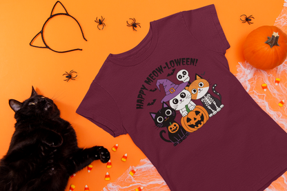 3 cute Cat Happy Meow-o-ween Unisex T-shirt | Unfiltered